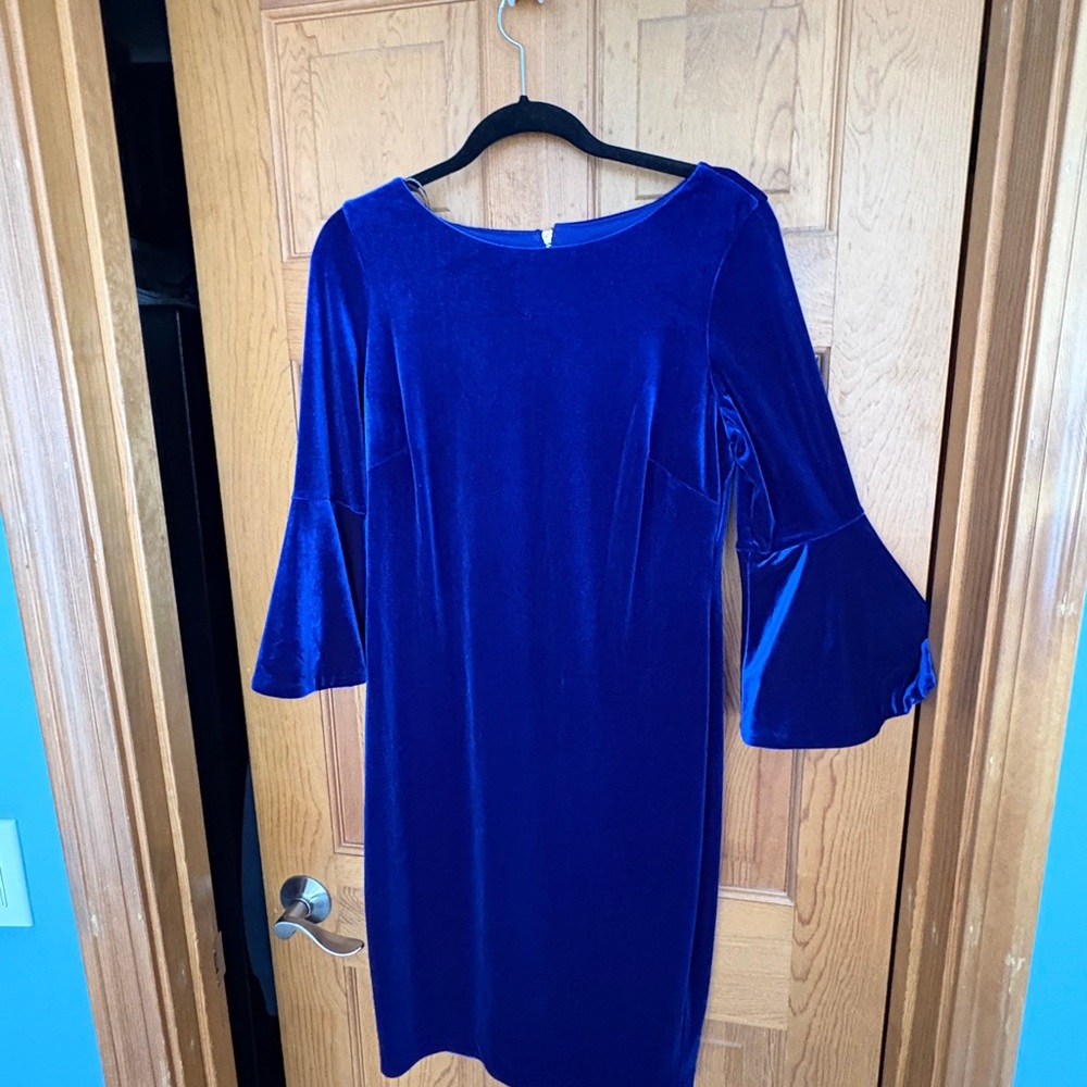 Elegant Blue Velvet Dress